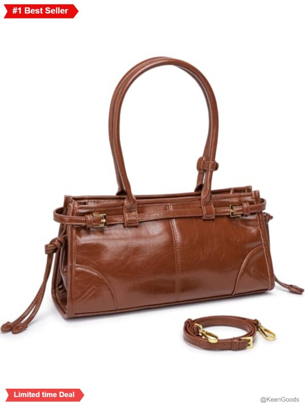 Faux Leather Shoulder Bag Crossbody Handbag Baguette Medium Structured